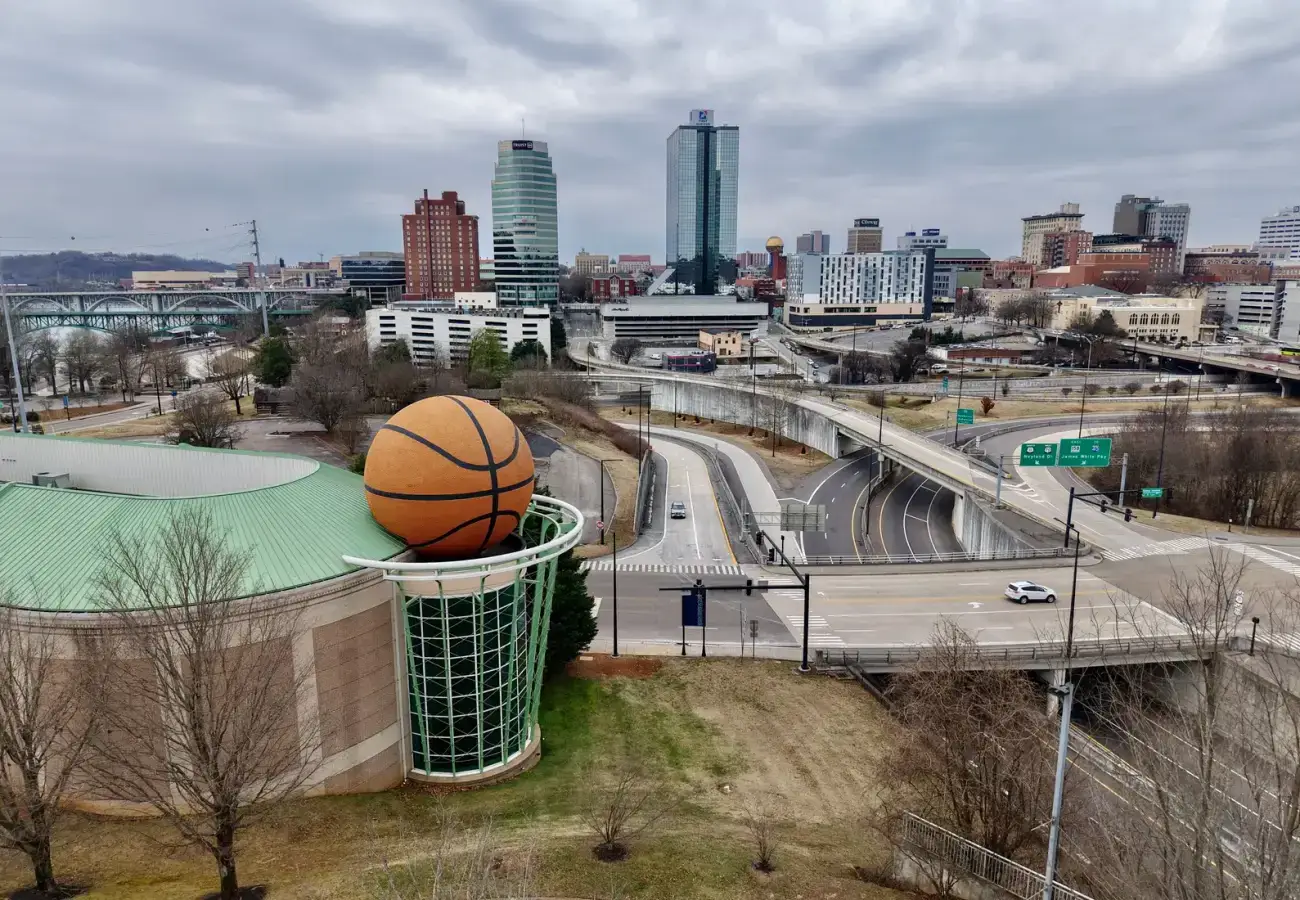Knoxville, Tennessee skyline seen from above